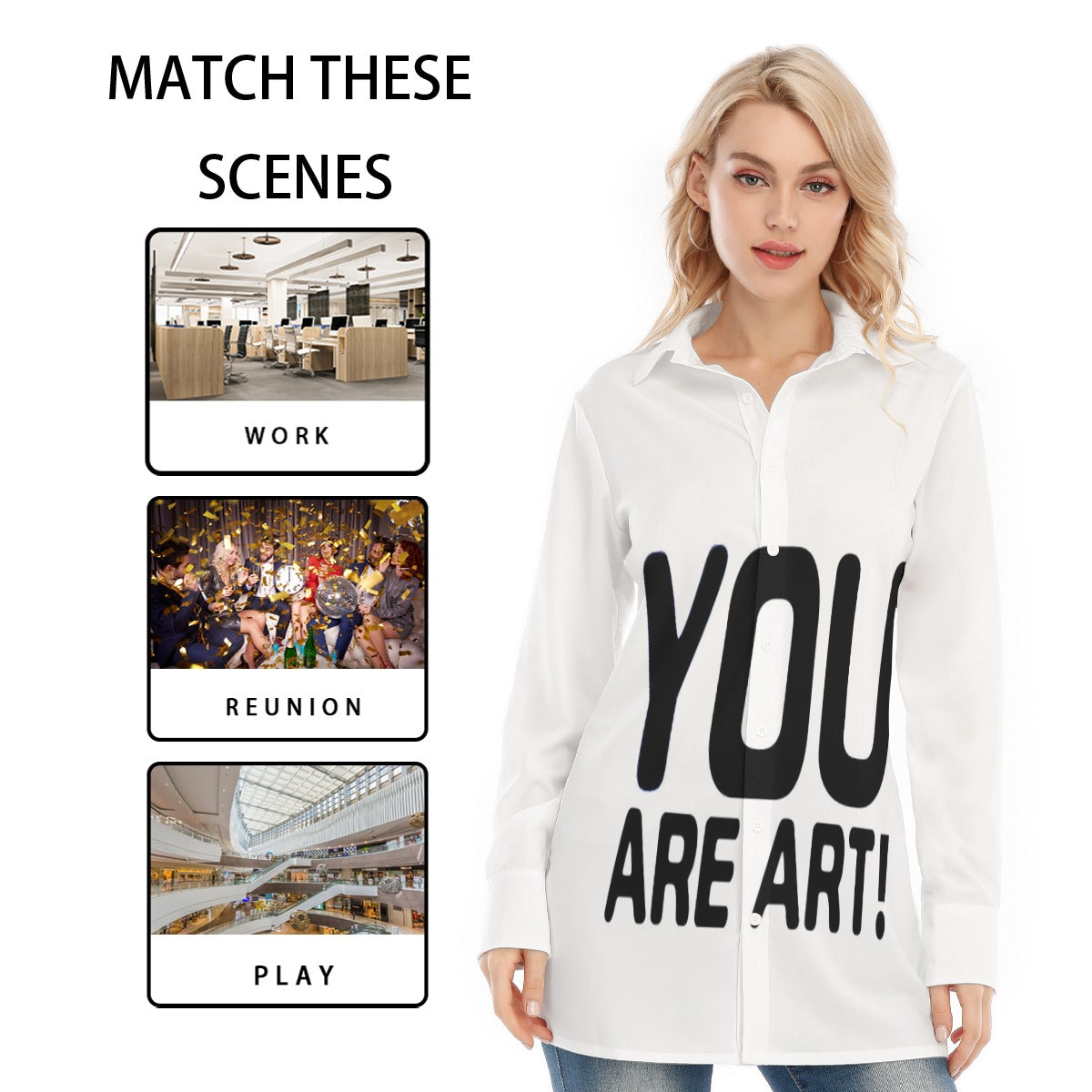 All-Over Print Women's Long Shirt